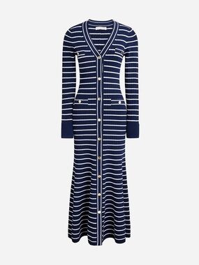J. Crew Navy and White Striped Button-Front Maxi Dress